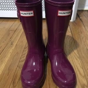 Glossy purple hunter boots